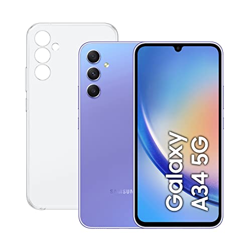 SAMSUNG Galaxy A34 5G (256GB, 8 GB RAM) + Case - Violet Android Smartphone, 6.6-inch Super AMOLED screen, 5000 mAh battery.  Amazon Exclusive (Spanish Version)